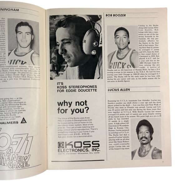 1971 Milwaukee Bucks VS San Francisco Warriors NBA Basketball Playoff Program